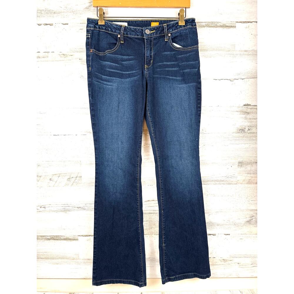 Pilcro Anthropologie Womens 10 Blue Low Rise Bootcut Jeans Dark Wash Denim